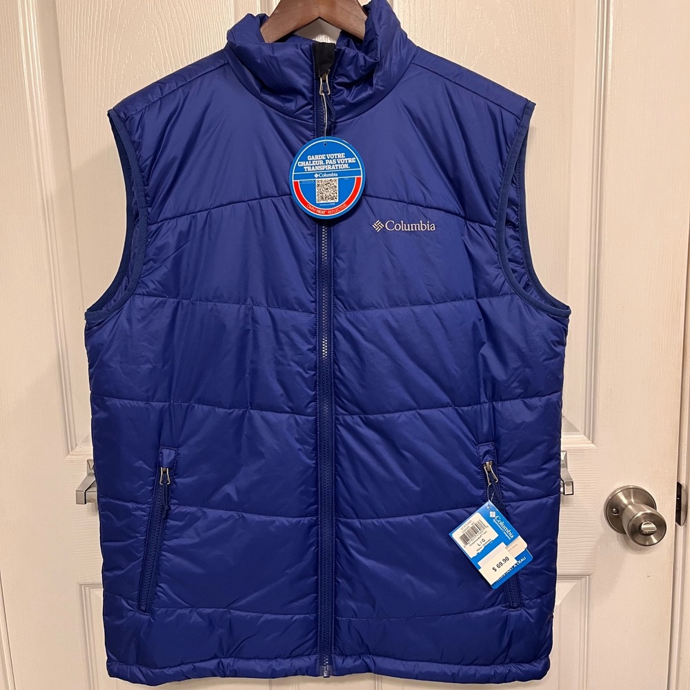 Columbia Timberline Bluff Vest Mens Large Blue Omni-Heat Puffer XM1002-465 NWT